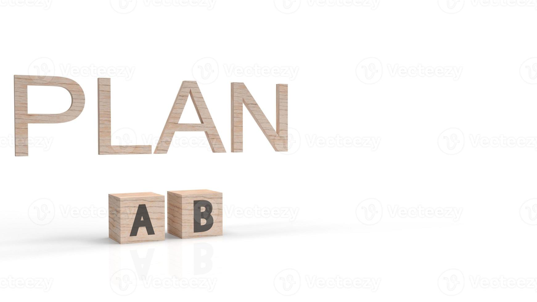 The plan word and a b wood cube for symbol  choose  3d rendering image. photo