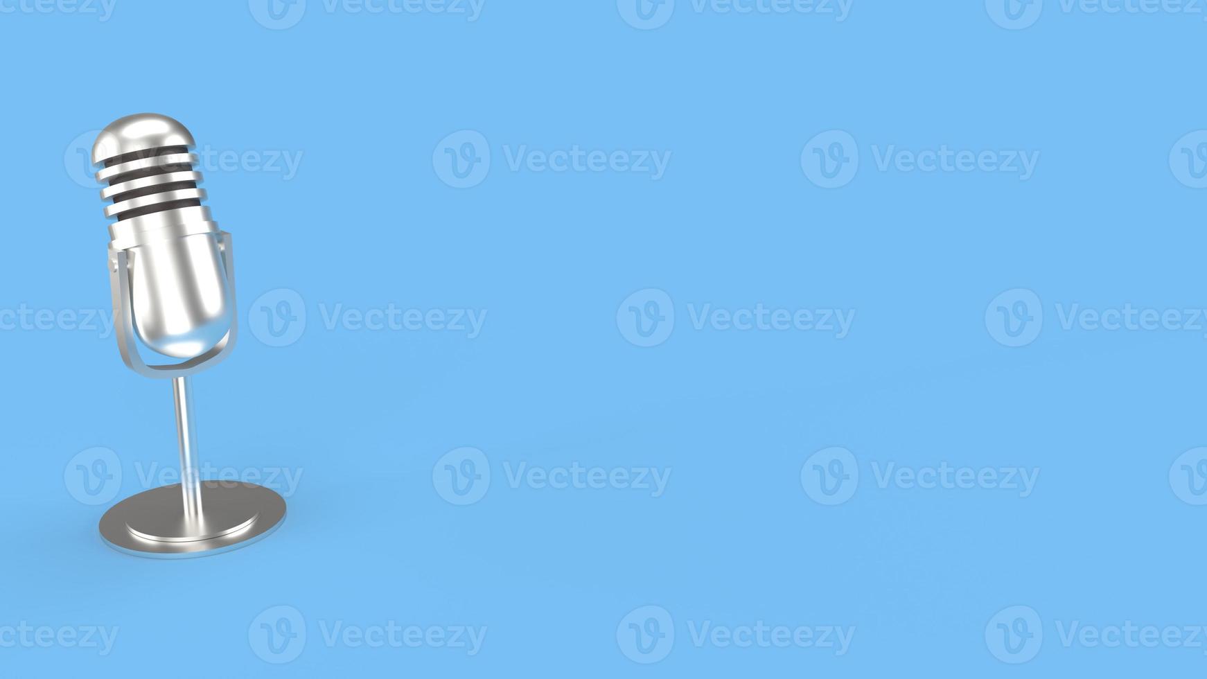 vintage mic on blue background 3d rendering for podcast  content. photo