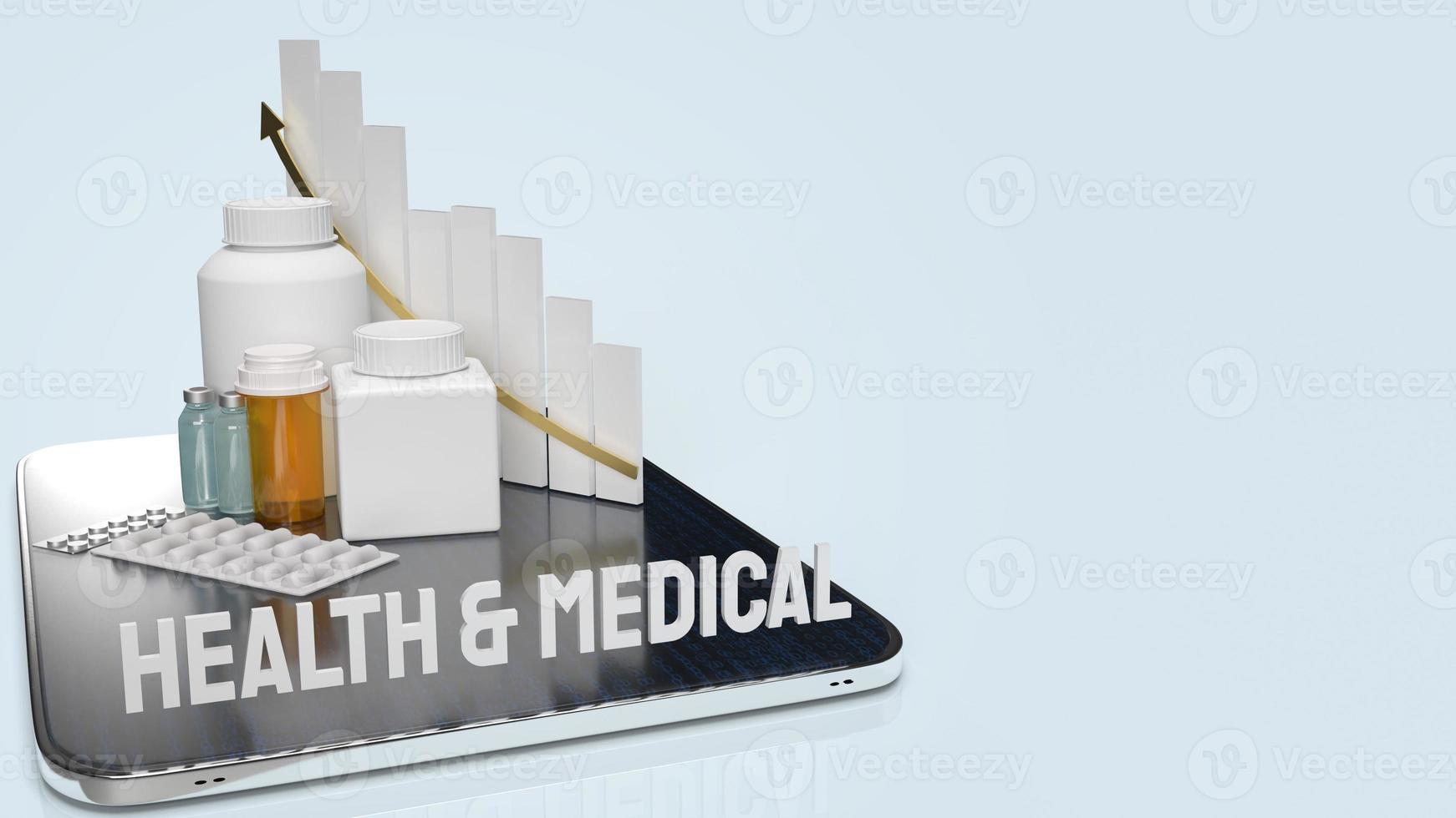 drug medical bottle and chart on tablet  for application health  content 3d rendering. photo