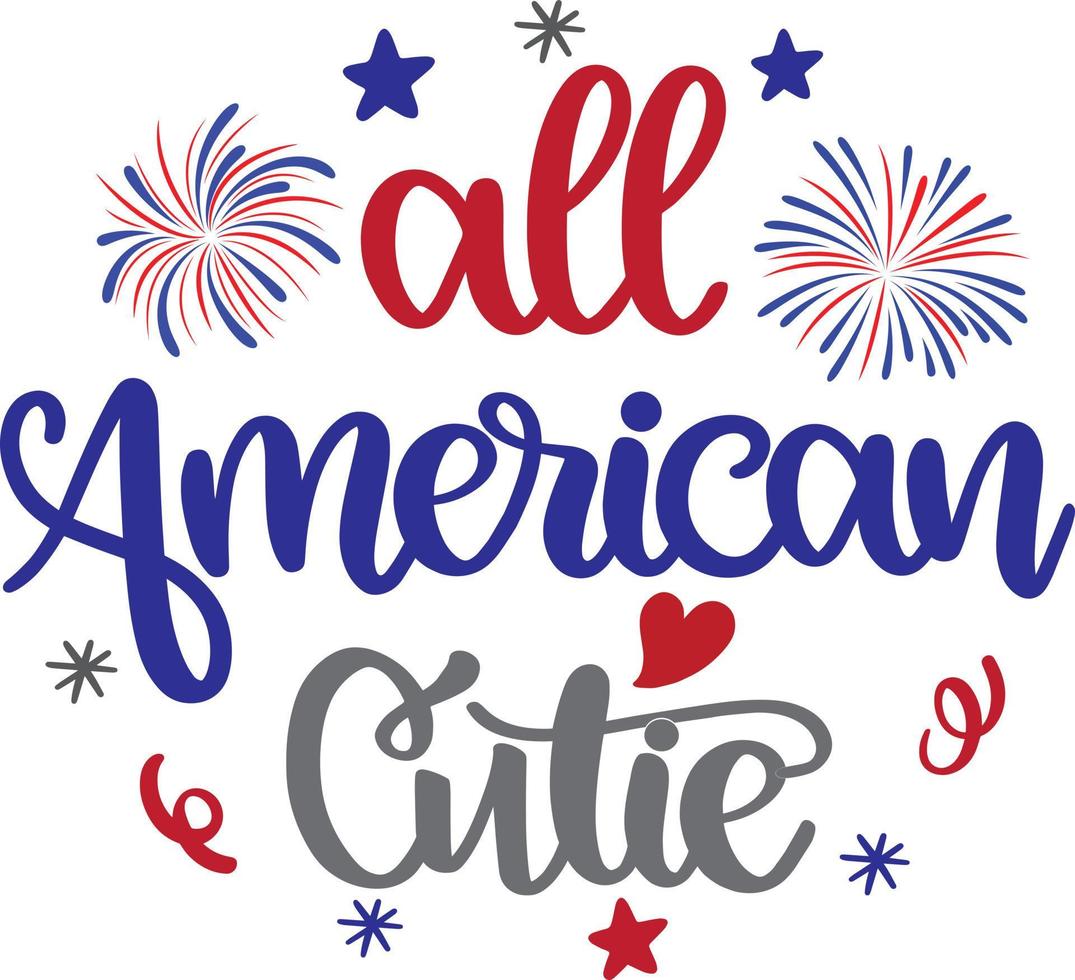 All American Cutie Vector, 4th of July Vector, American Vector