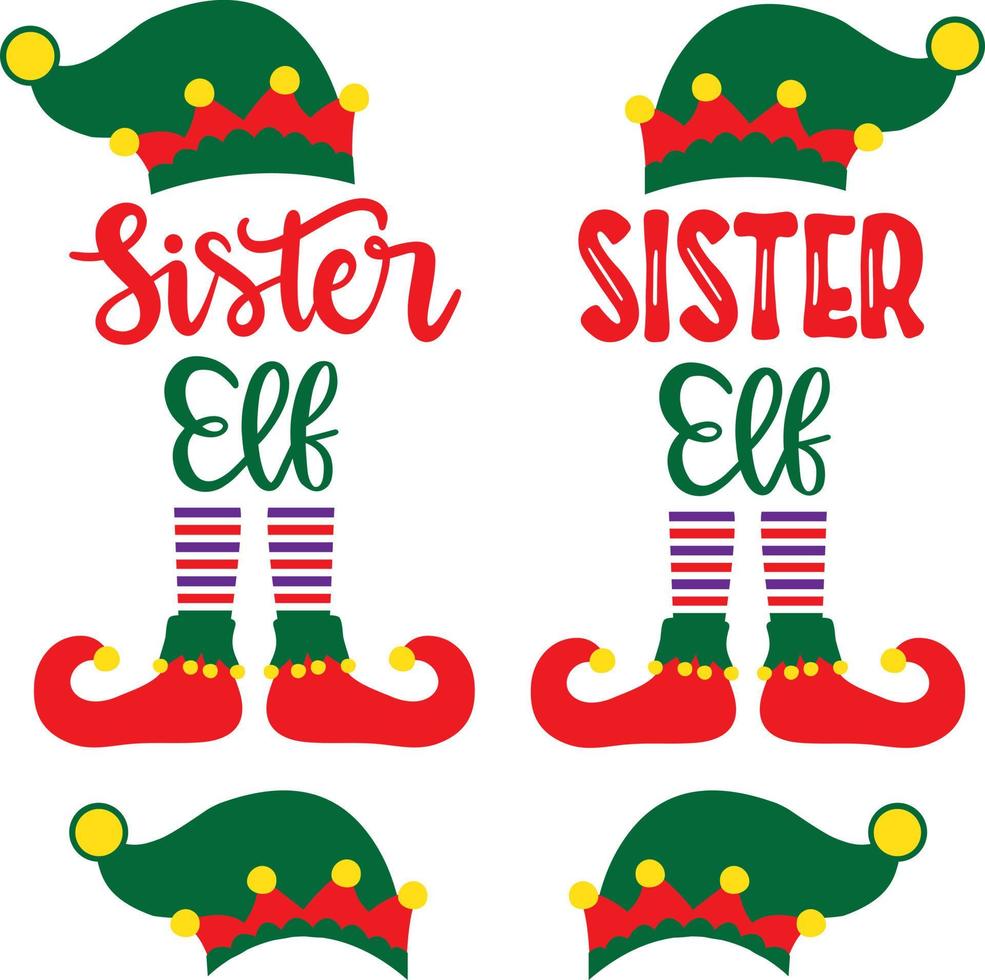 Sister Elf Vector File, Snow Vector, Christmas Vector