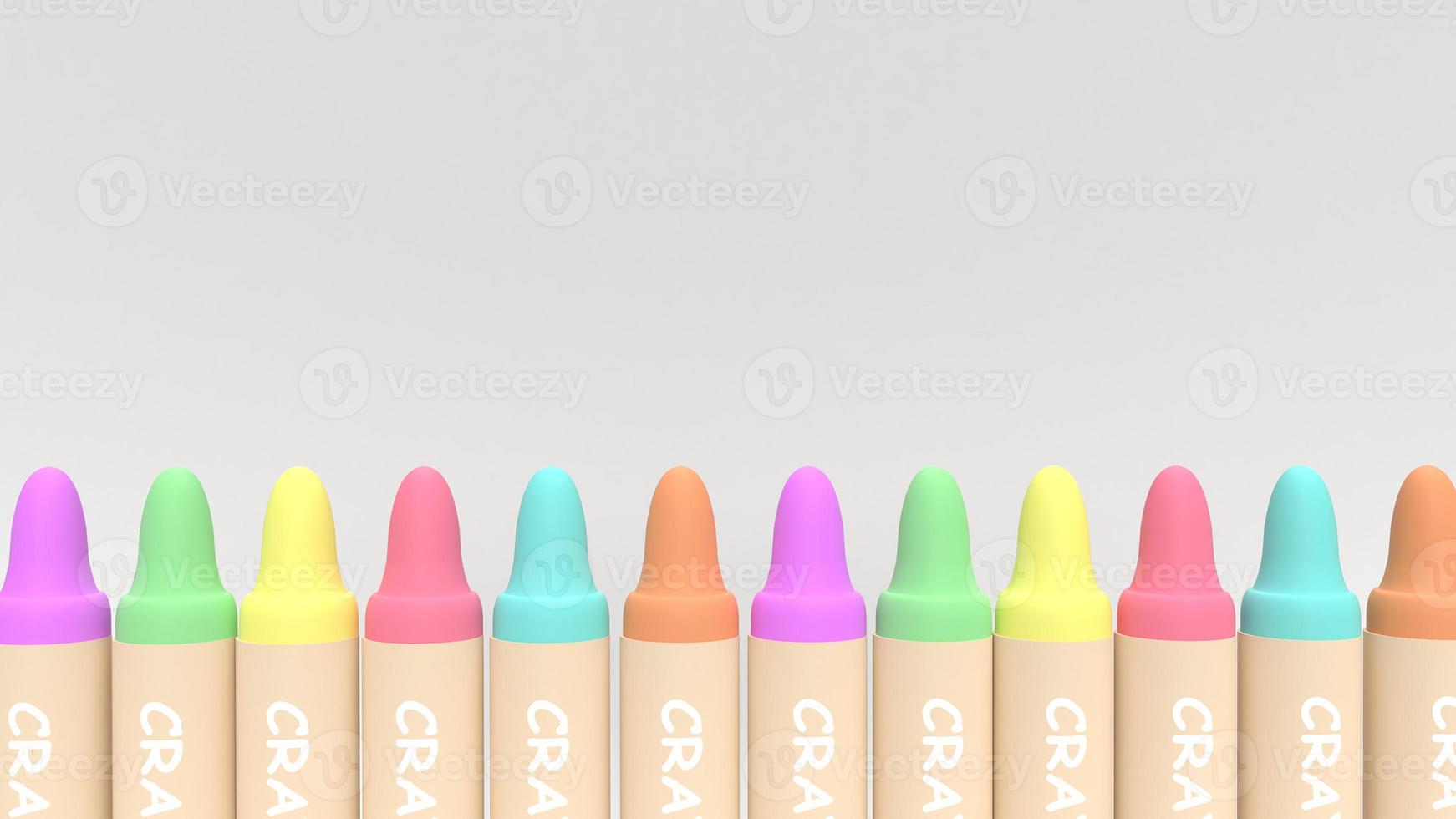 3d rendering crayons  multicoloured  for  kid concept. photo