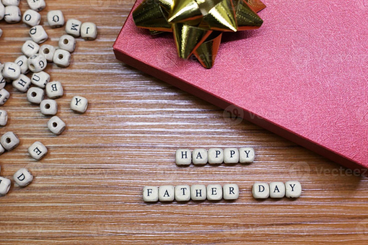 Father Day celebration on wood background top view photo