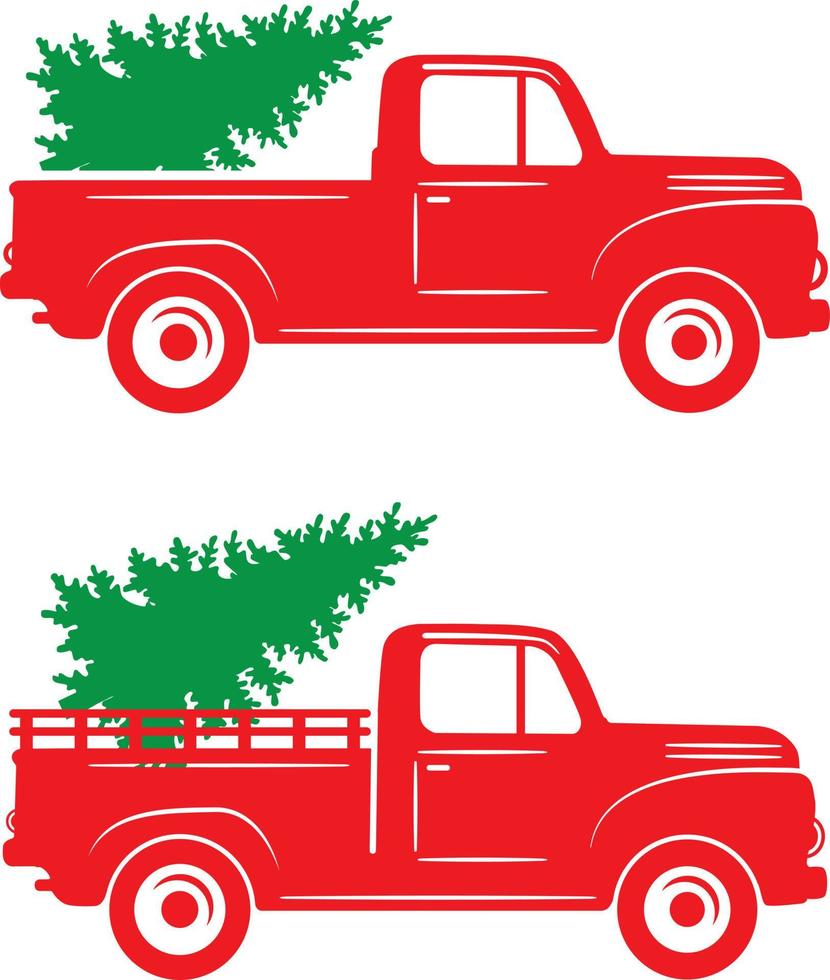 Red Truck Vector, Christmas Vector, Santa Vector