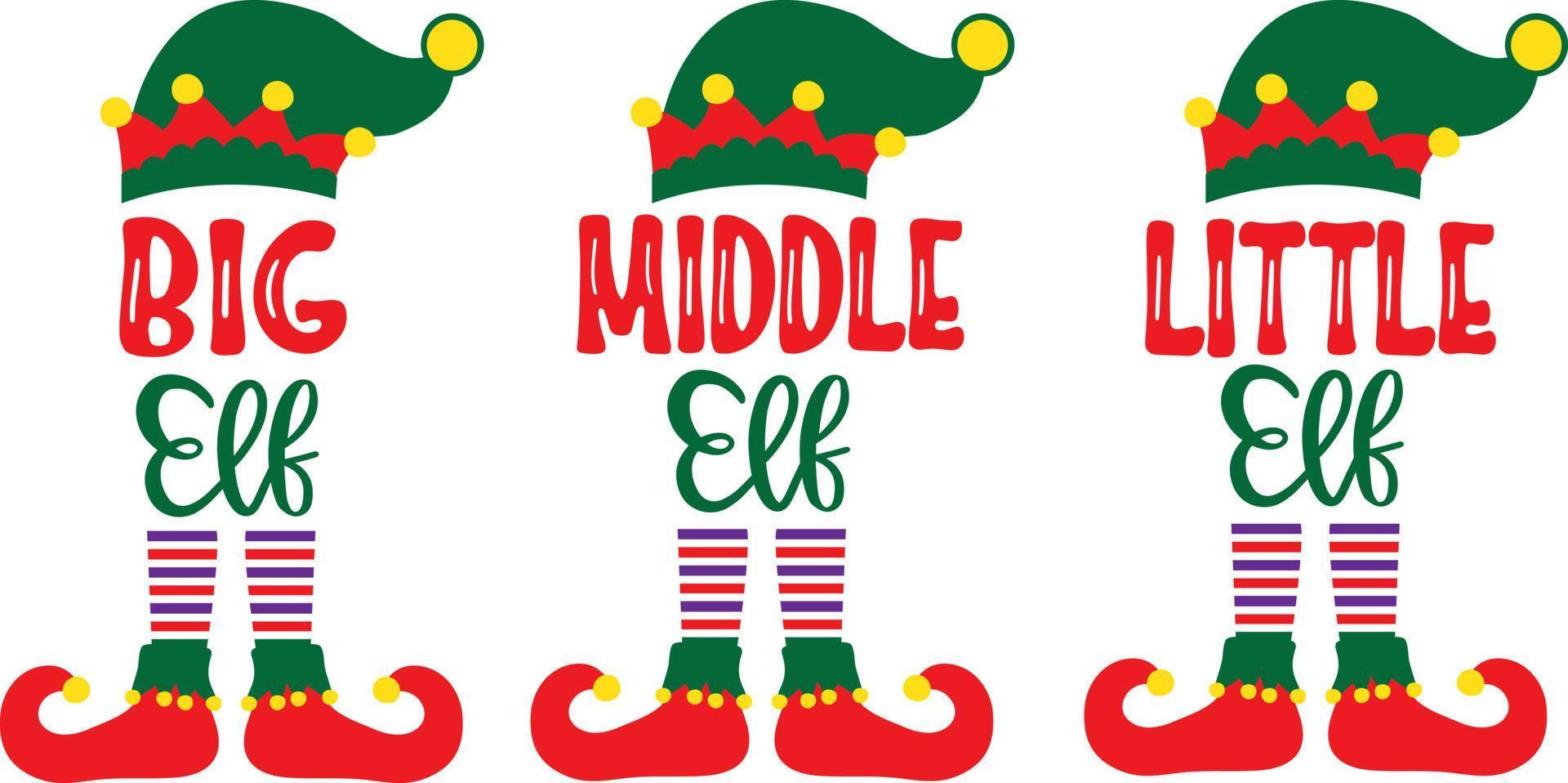 Big Elf, Middle Elf, Little Elf Christmas Vector file