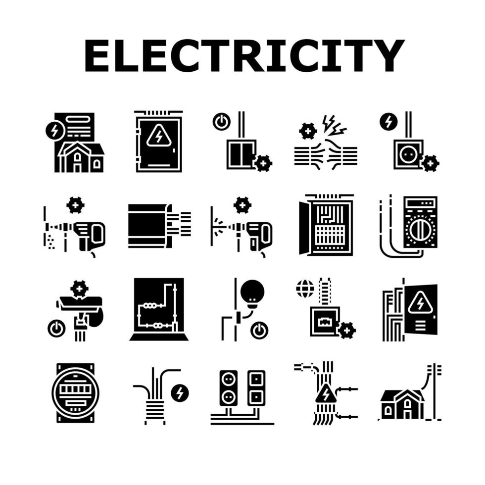 conjunto de iconos de herramientas de instalación eléctrica vector