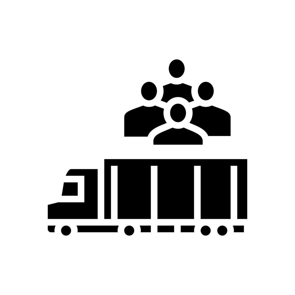 truck transportation refugee glyph icon vector illustration