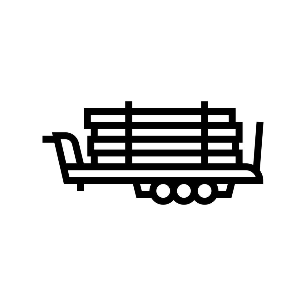 trailer with wood timber line icon vector illustration