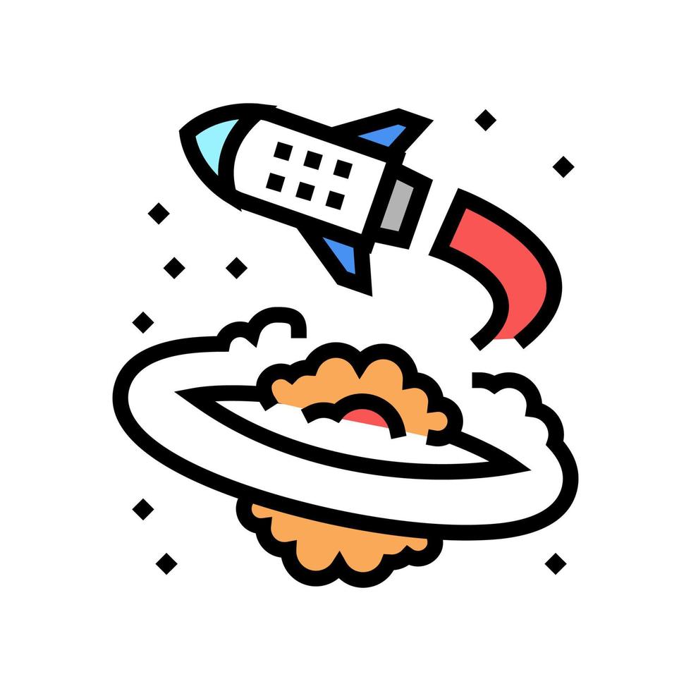 rocket flying around planet color icon vector illustration 10352891