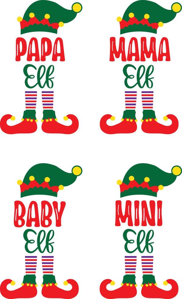 Papa Elf, Mama Elf, Baby Elf, Mini Elf Christmas Vector file