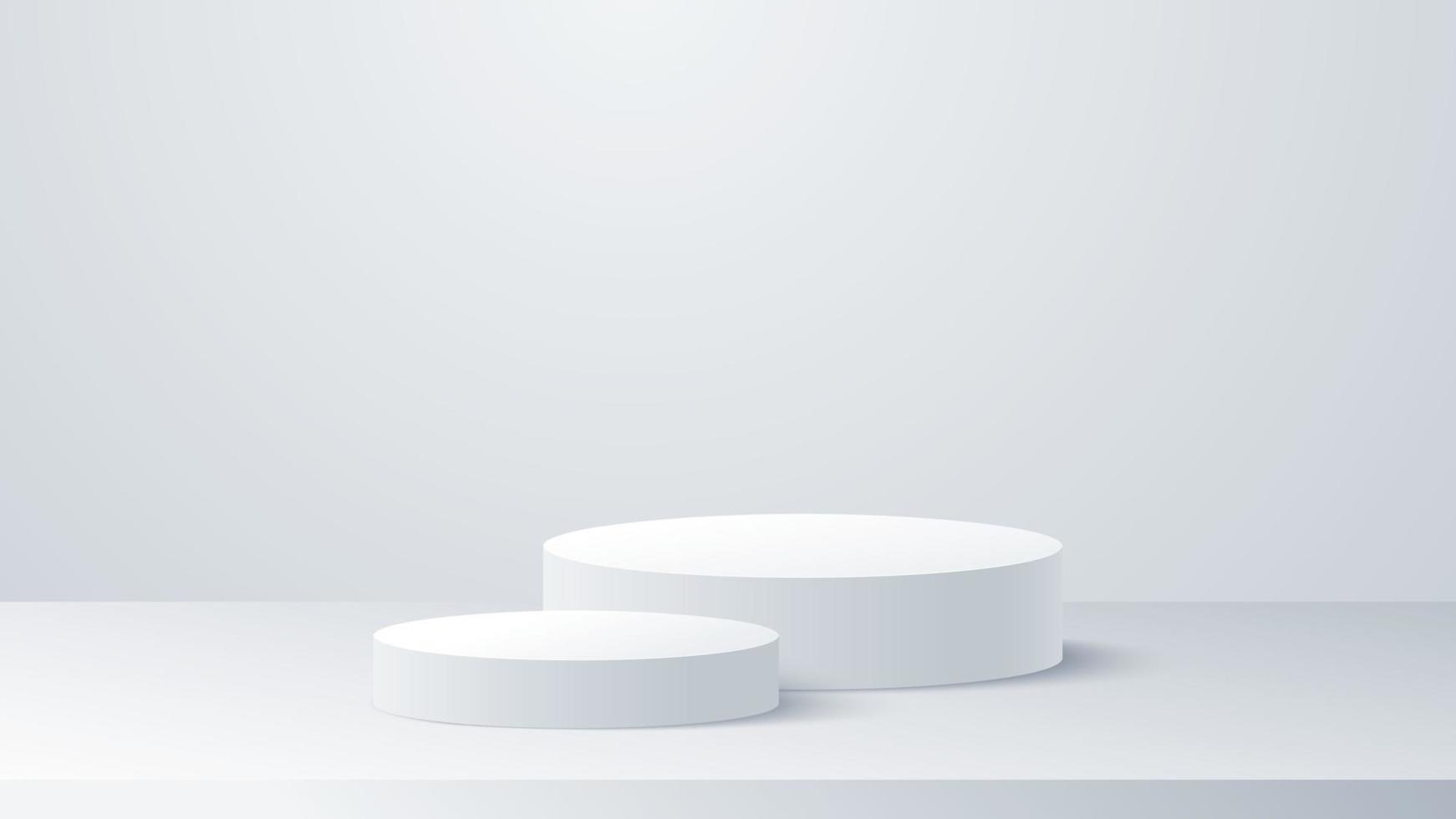 White-gray podium pedestal product display abstract vector background.