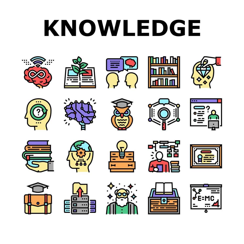 conjunto de iconos de conocimiento e inteligencia mental vector