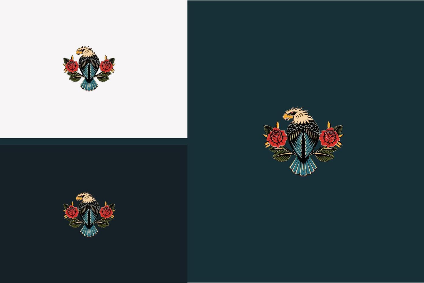 eagle and red flowers vector illustration design