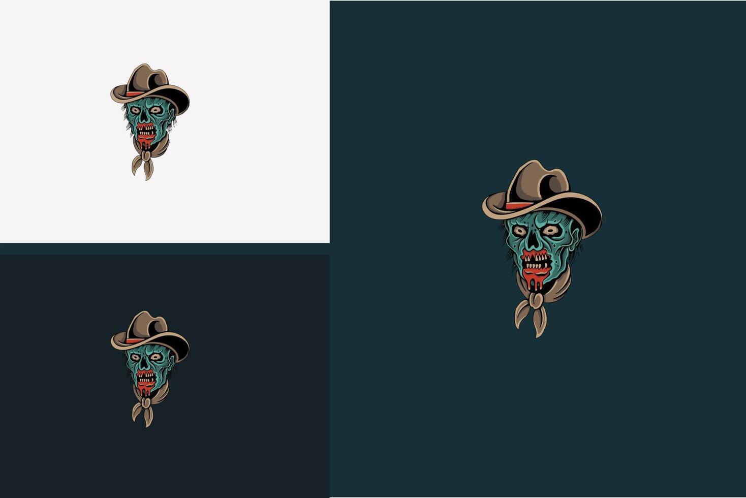 Cabeza de vaquero zombie, diseño de ilustraciones vectoriales vector