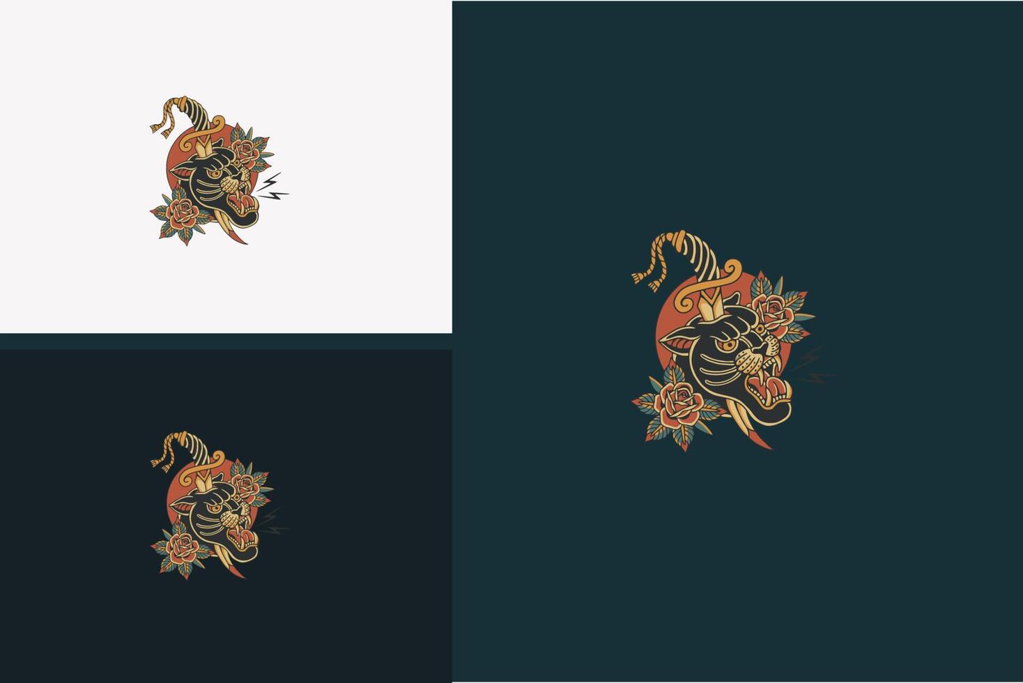 head panther and knife vector illustration design