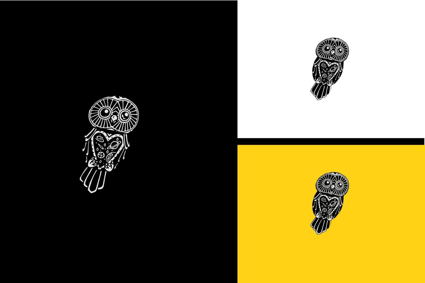 owl vector illustration black and white