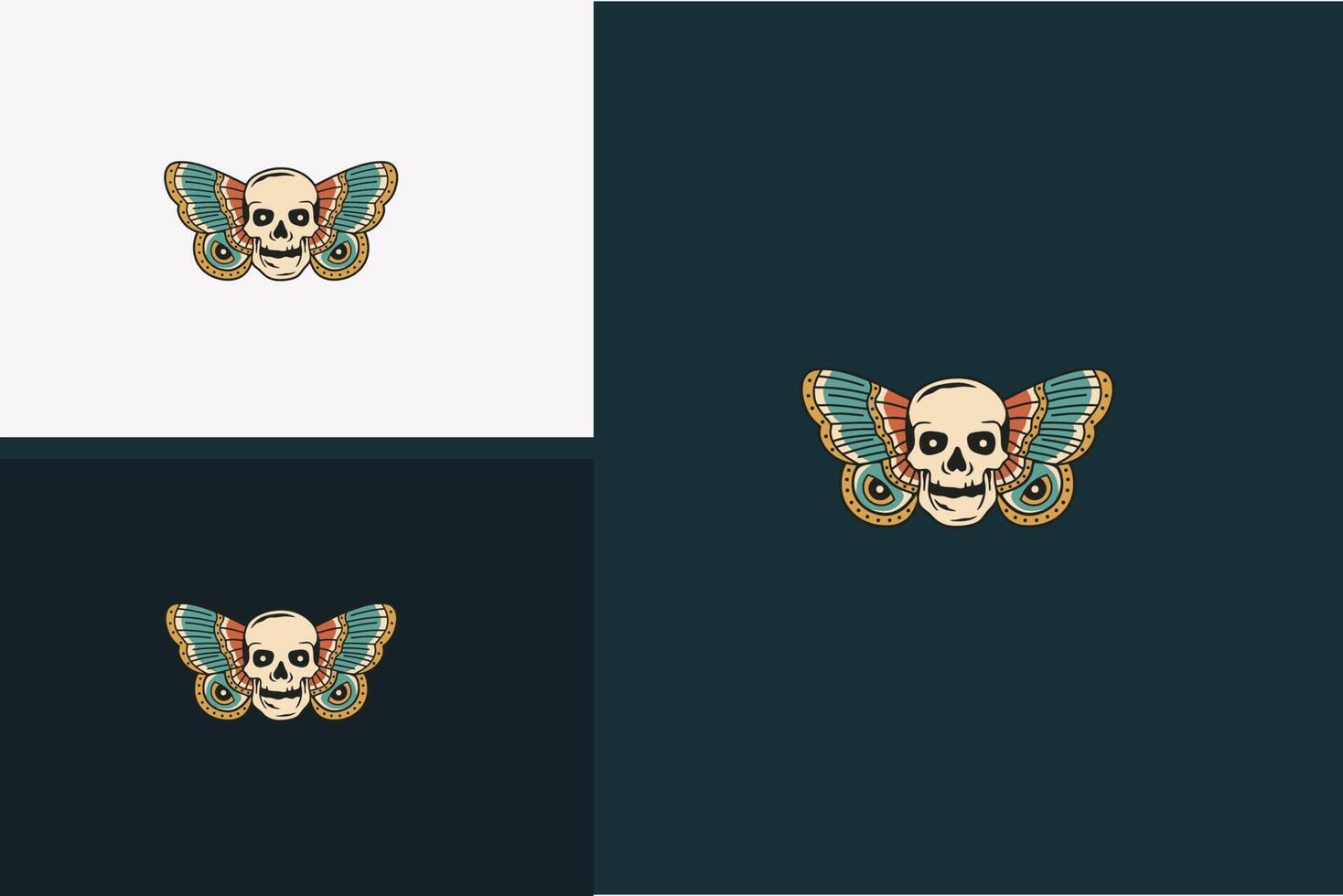 head skull and butterfly vector illustration design