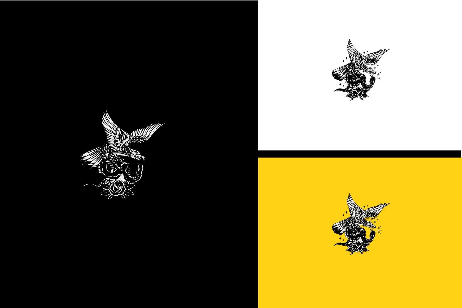 gran serpiente y águila vector blanco y negro