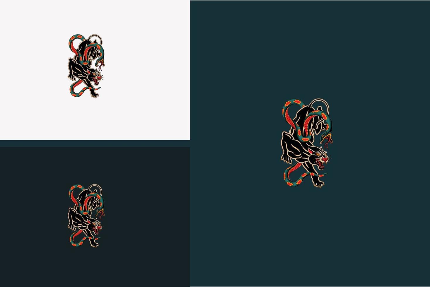 black panther and snake vector illustration design