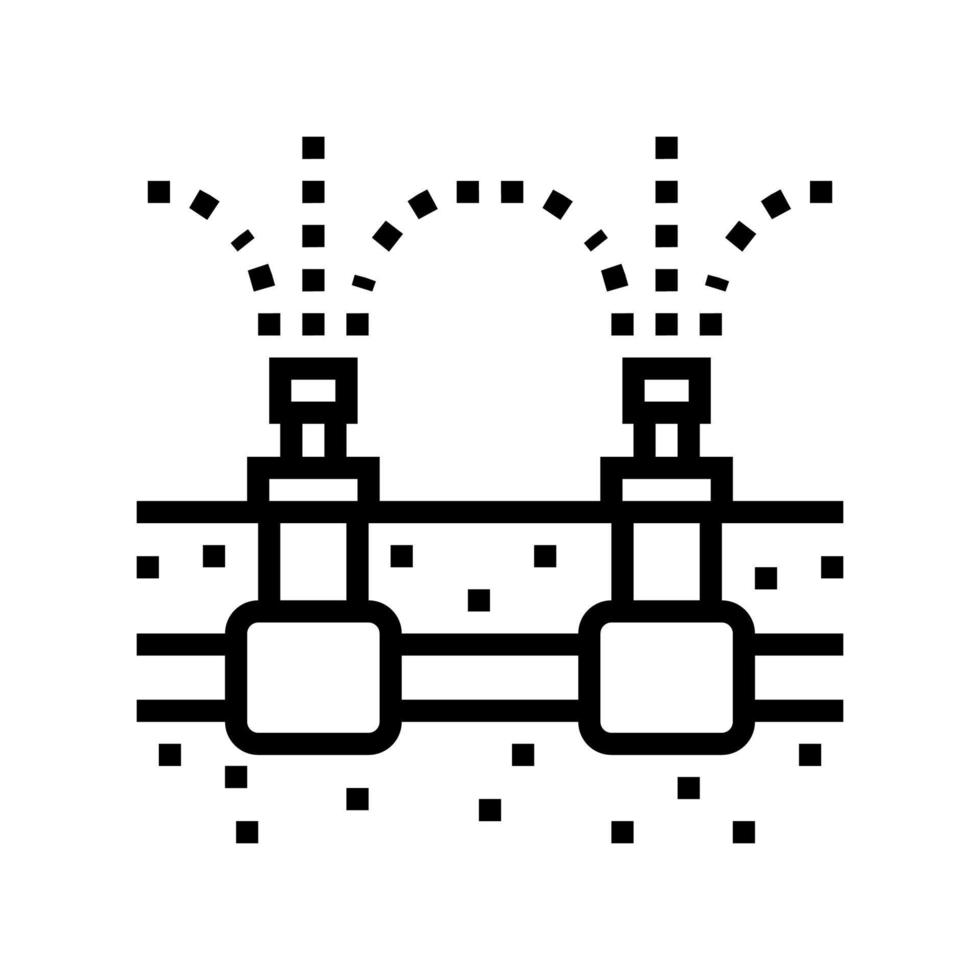 Ilustración de vector de icono de línea de jardinería de riego automático