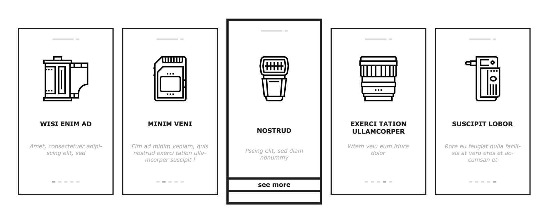 Photography Device Onboarding Icons Set Vector