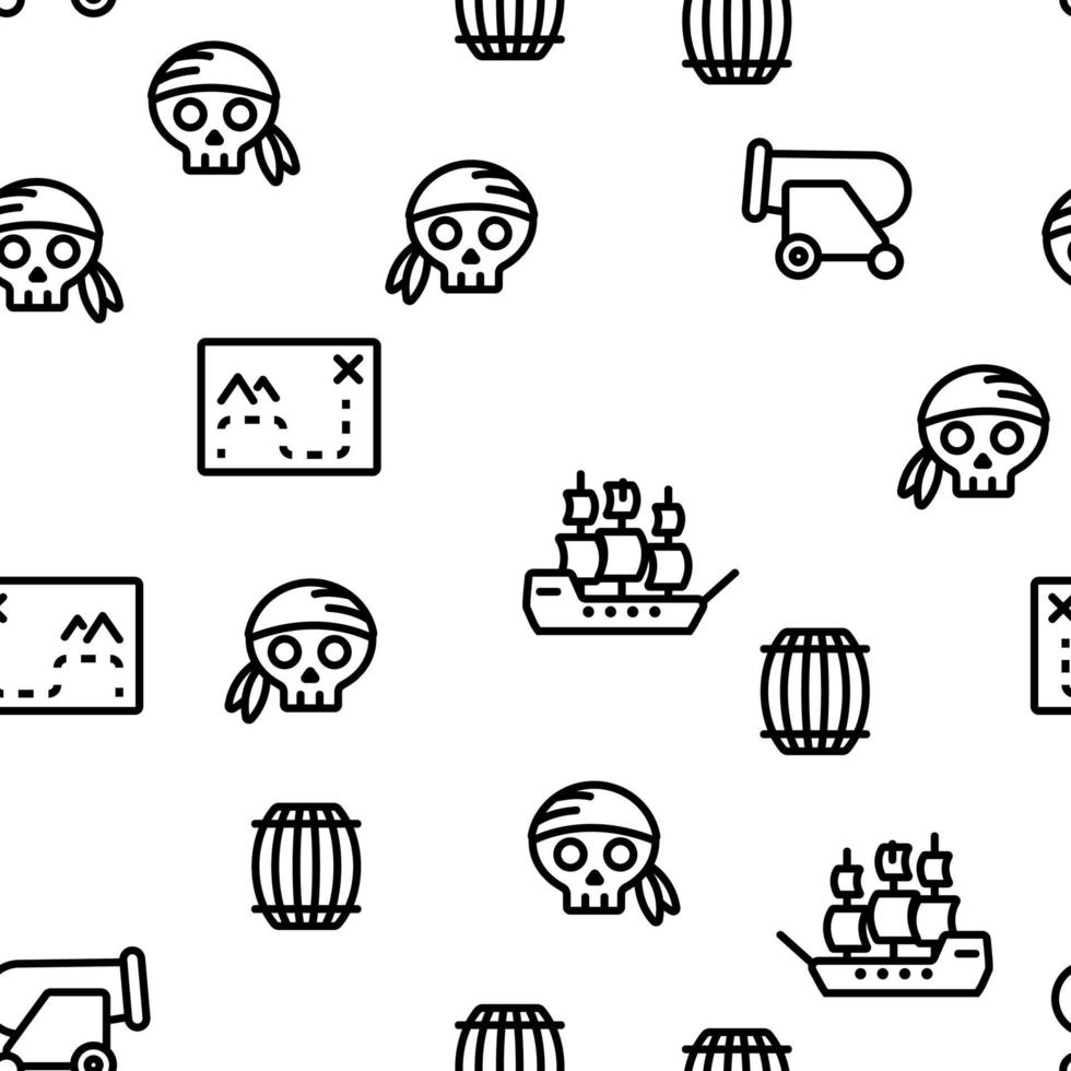 Pirate Things Vector Seamless Pattern