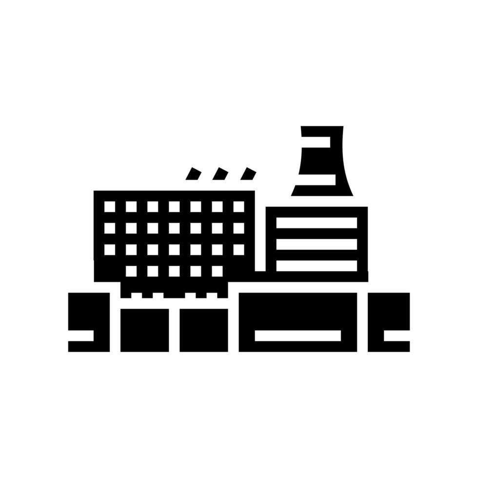 fábrica planta industria edificio glifo icono vector ilustración