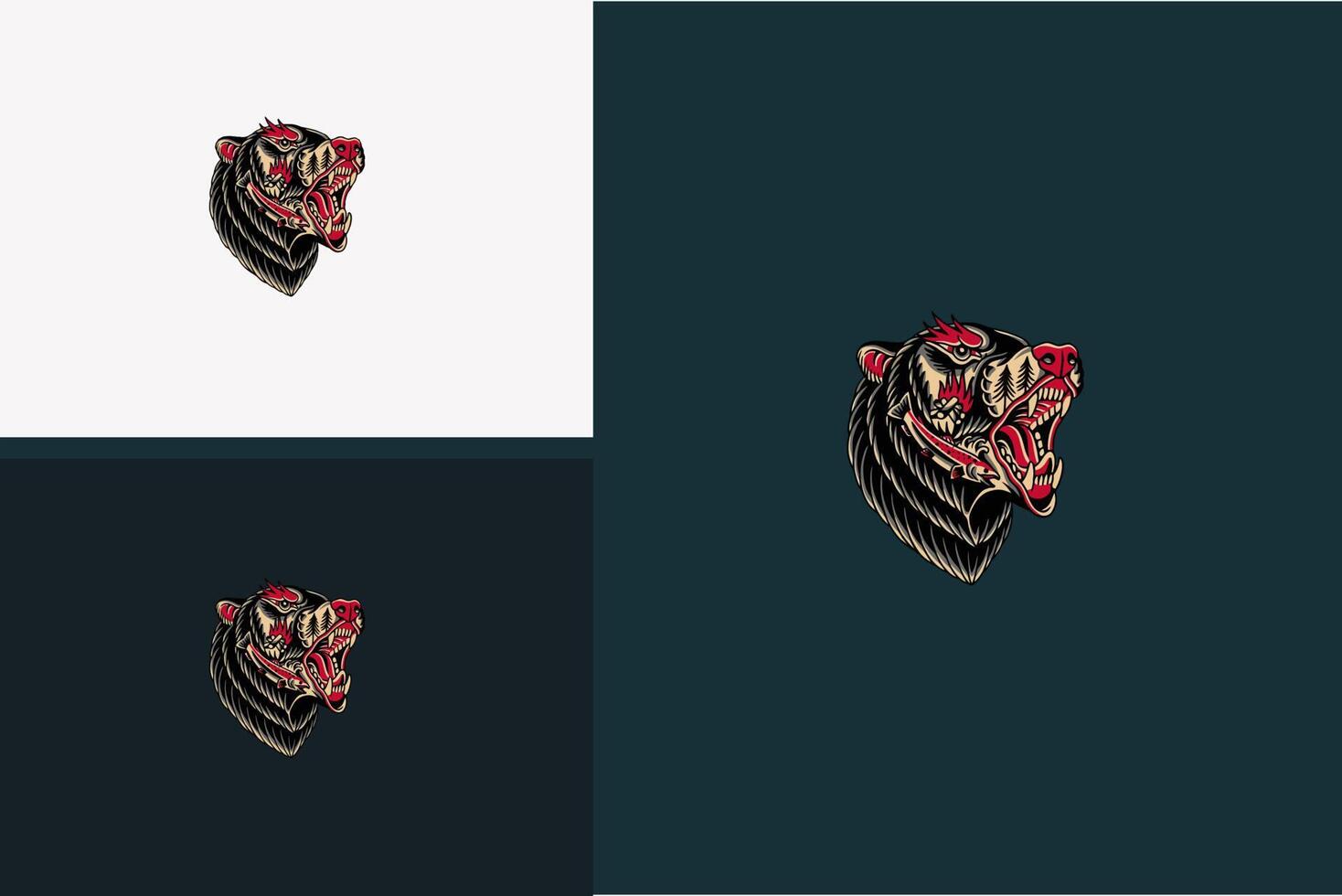 head black bear monster vector illustration design