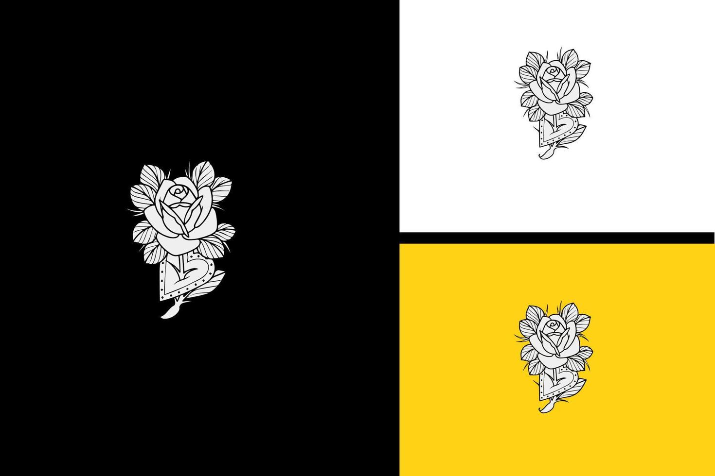flores vector ilustración blanco y negro