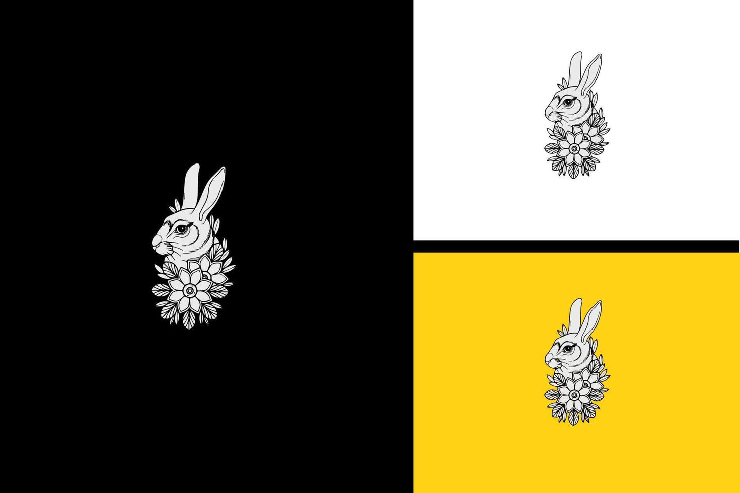 head rabbit and flowers vector illustration design