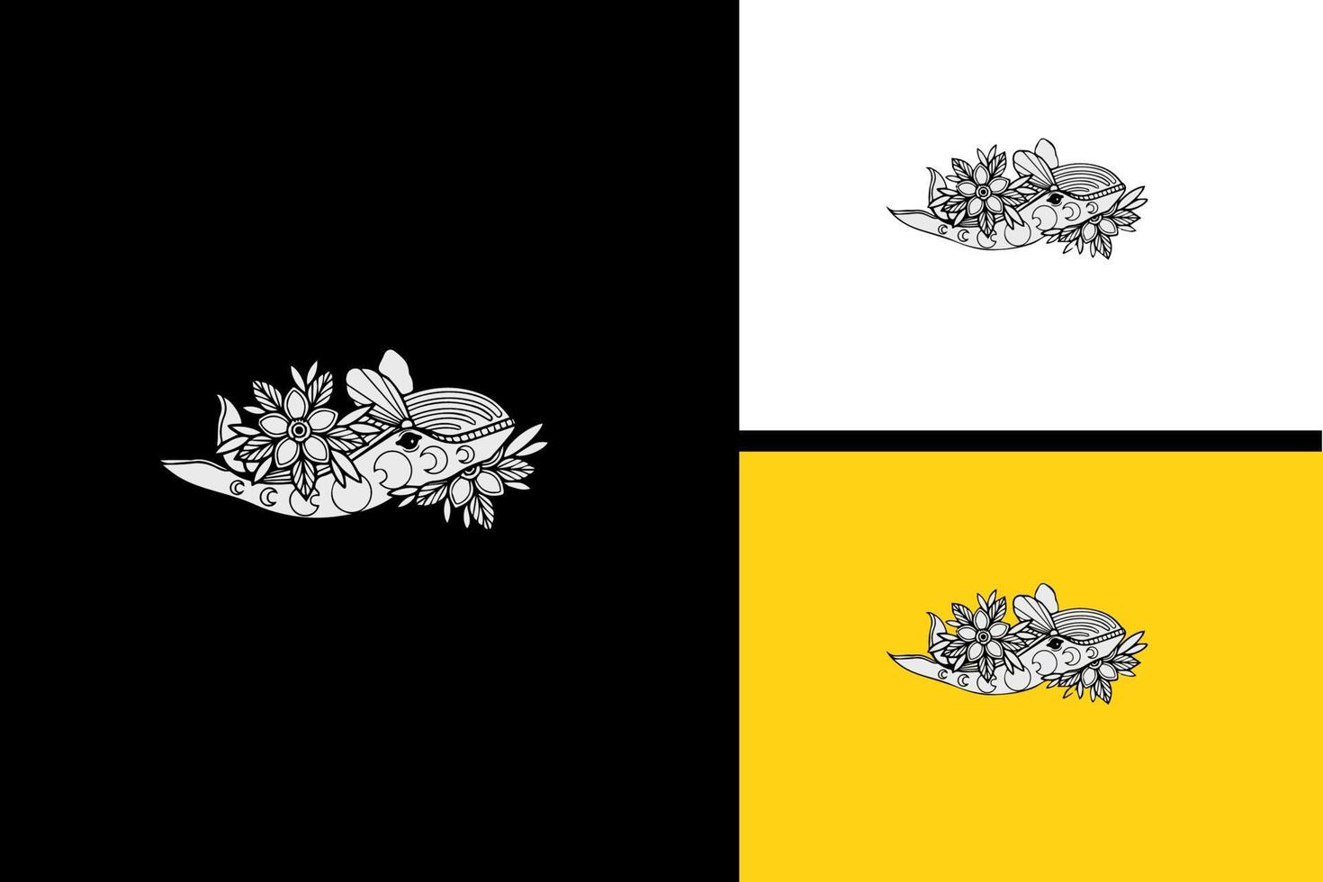 orcha and flowers vector black and white