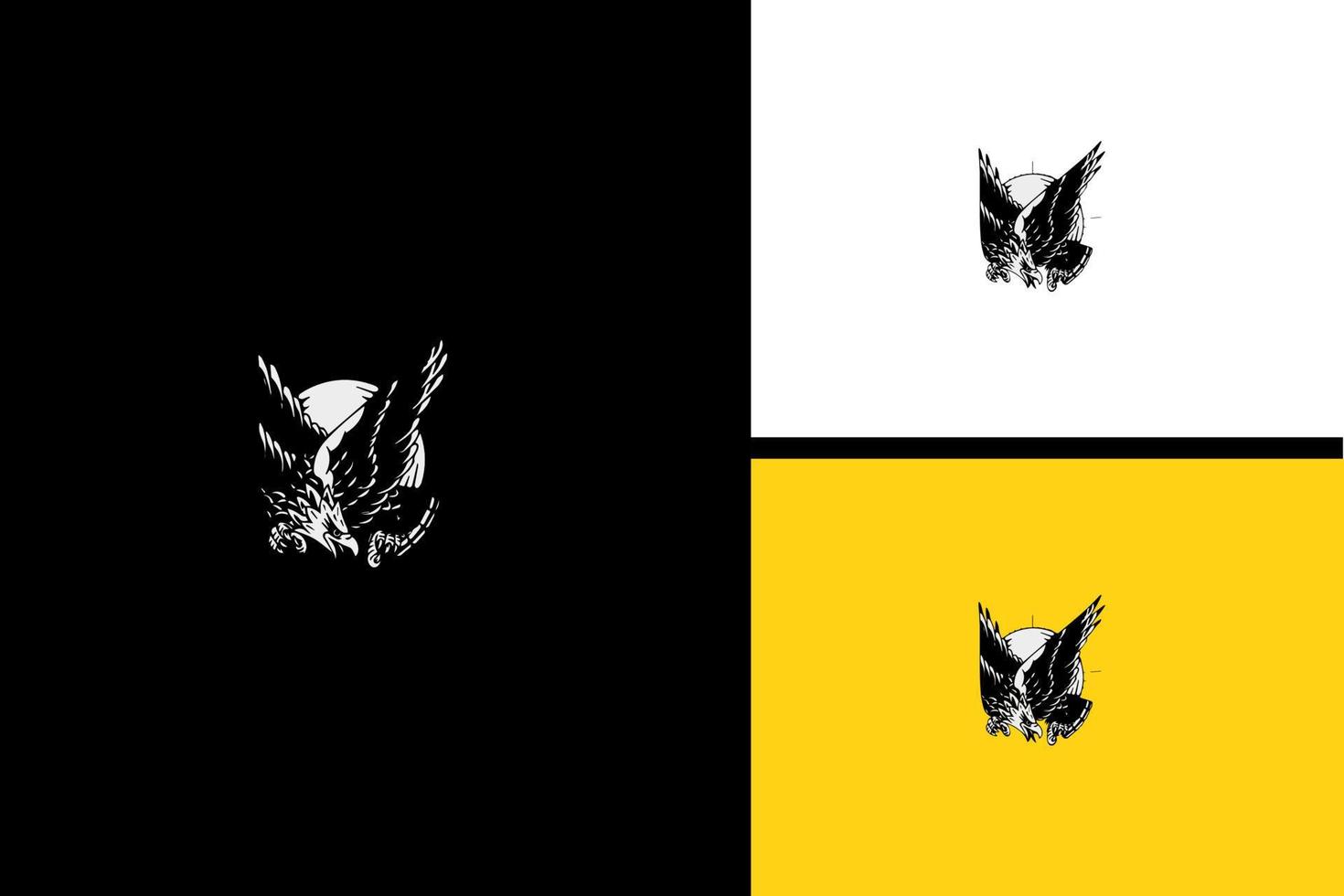 águila y círculo vector blanco y negro