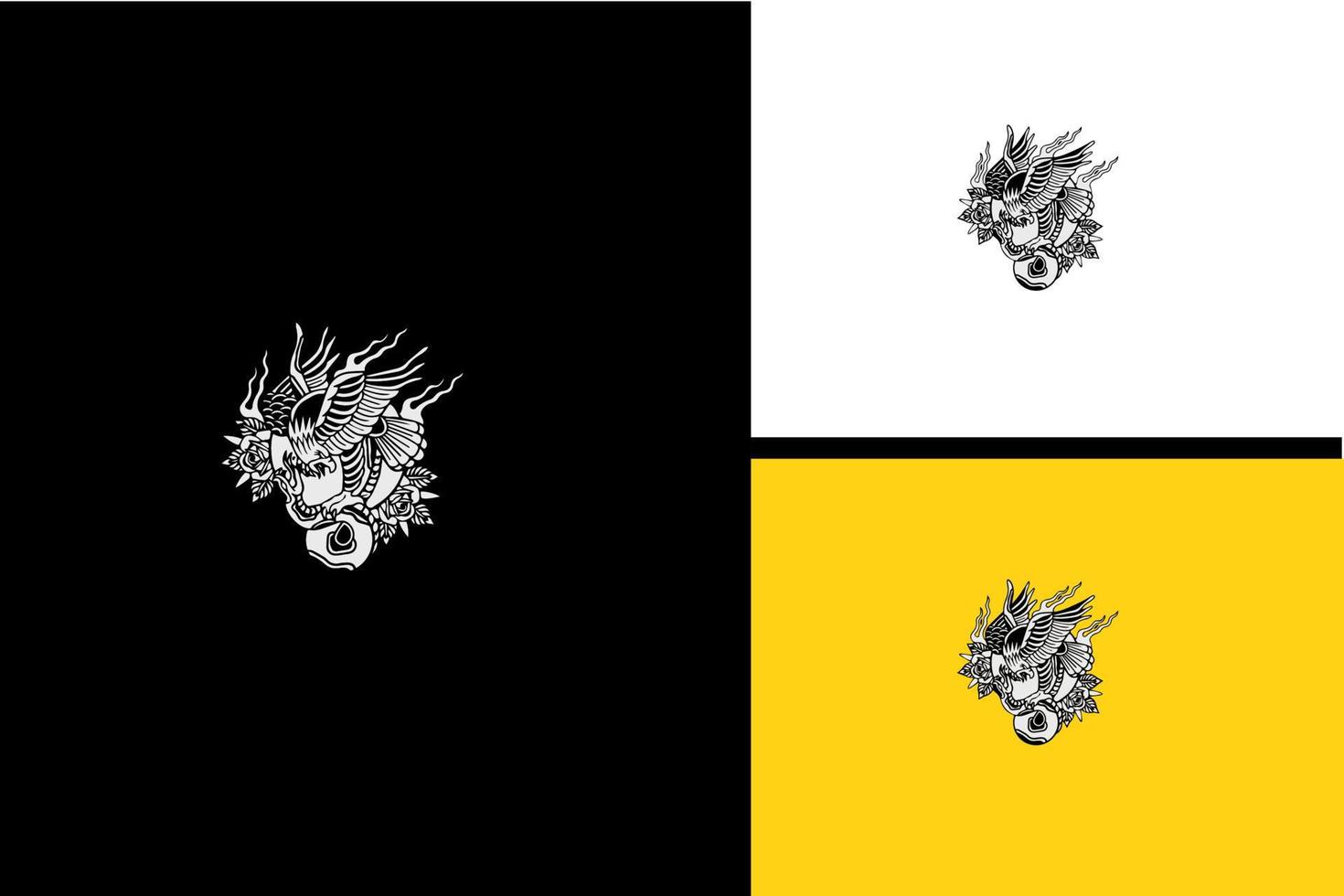 águila y serpiente vector blanco y negro