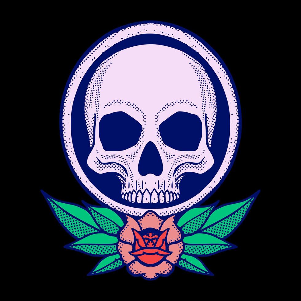 Skull flowers illustration vector colorful for print on tshirt, poster, logo, stickers etc