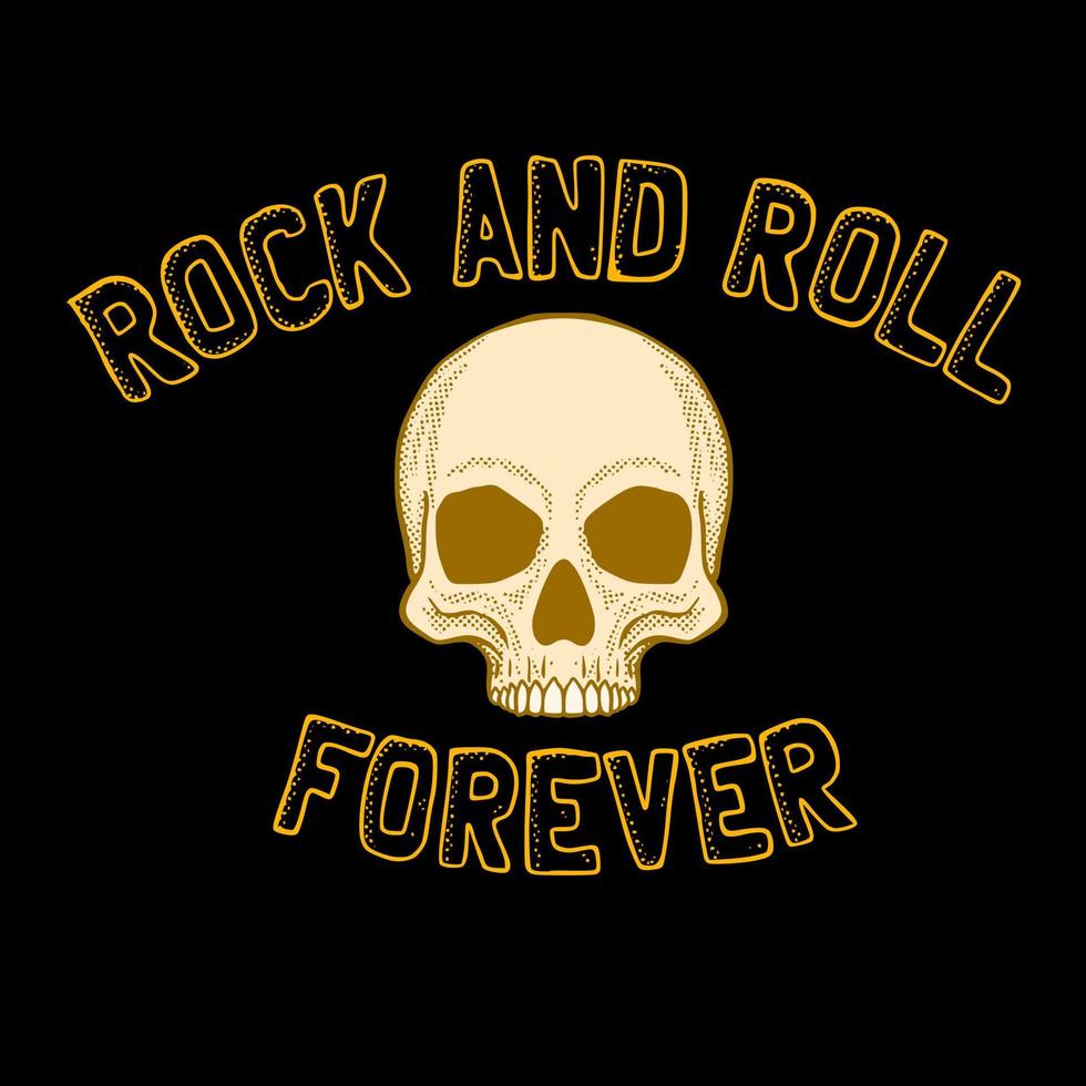 Skull rock and roll illustration vector colorful for print on tshirt, poster, logo, stickers etc