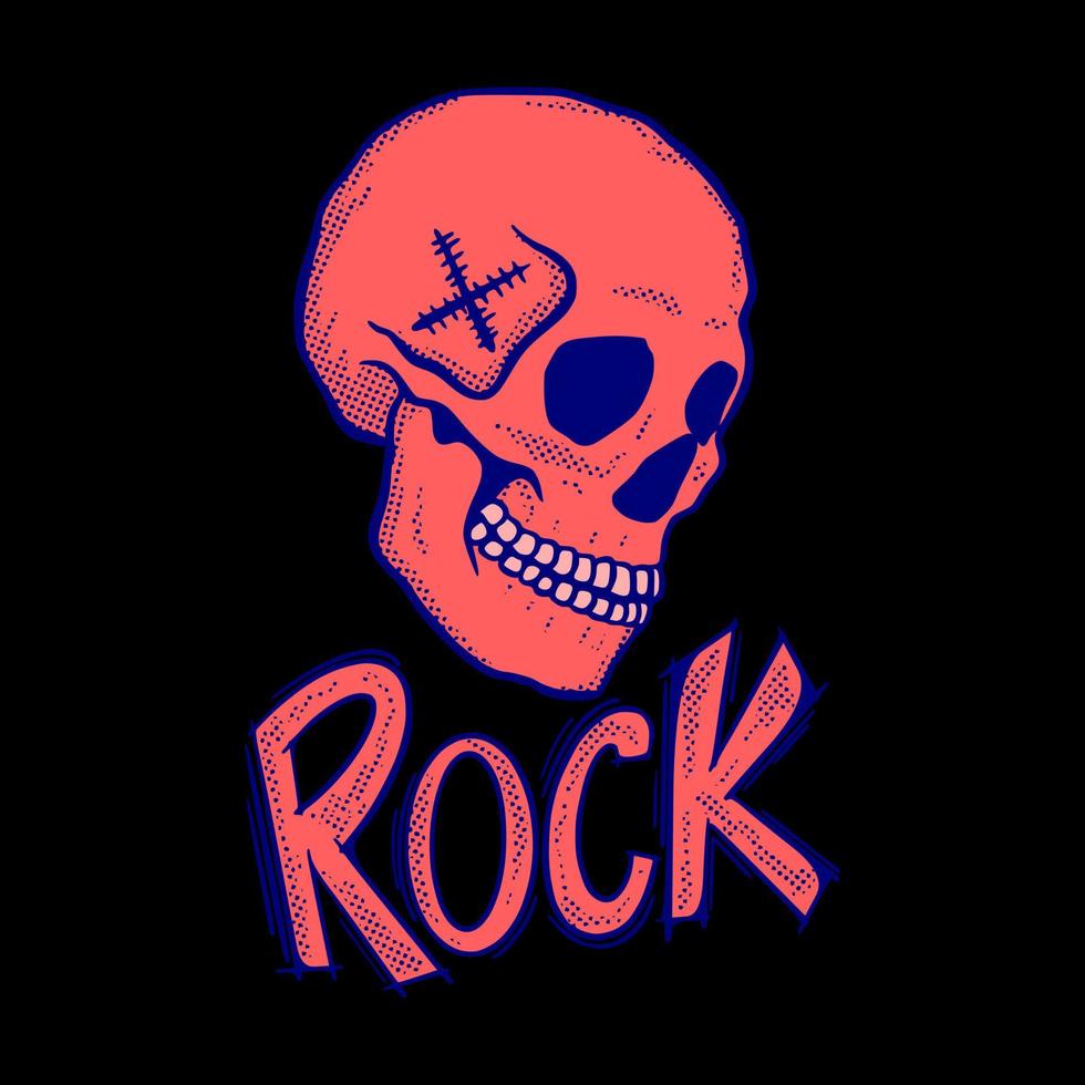 Skull rock illustration vector colorful for print on tshirt, poster, logo, stickers etc