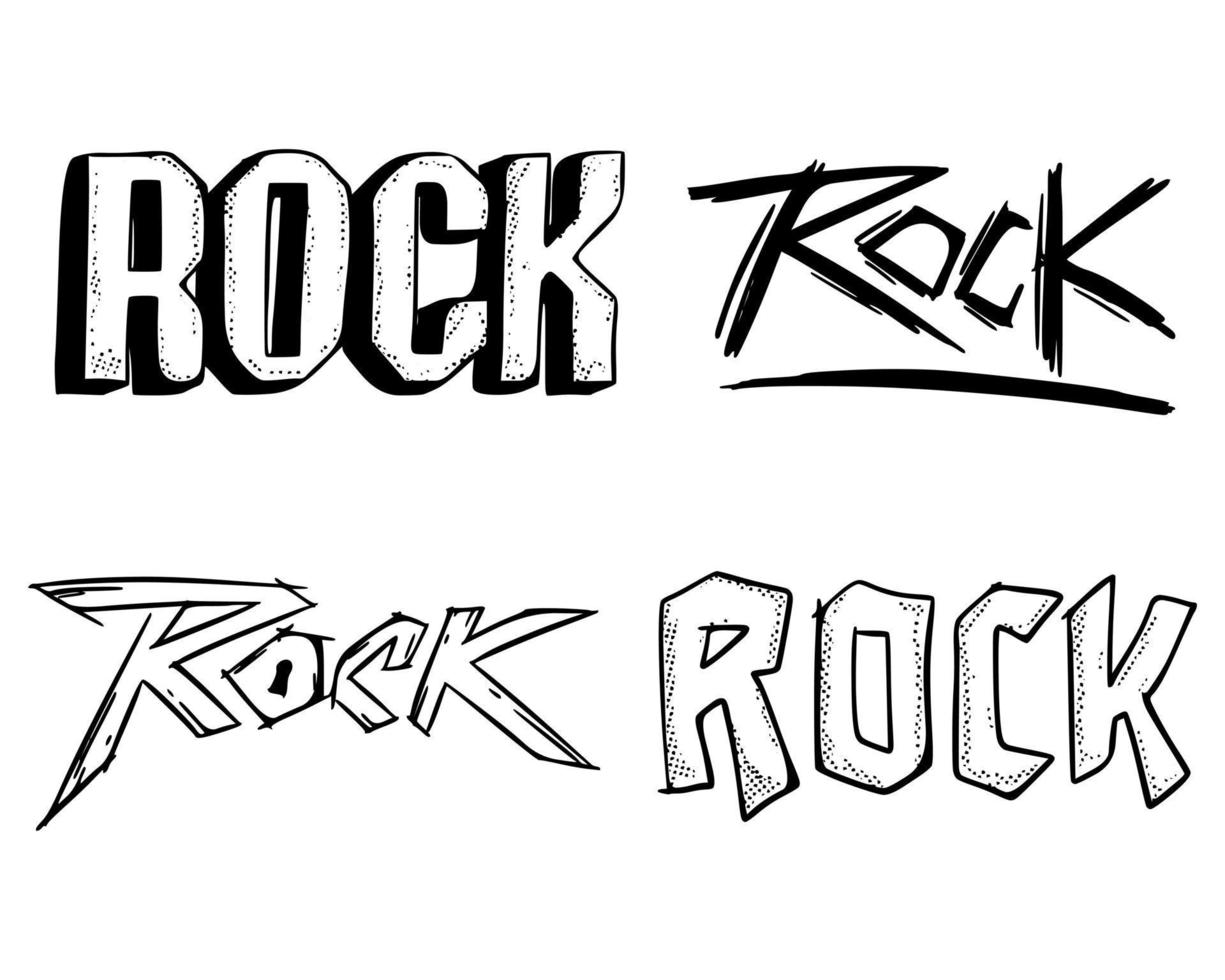 Rock typography illustration set free vector