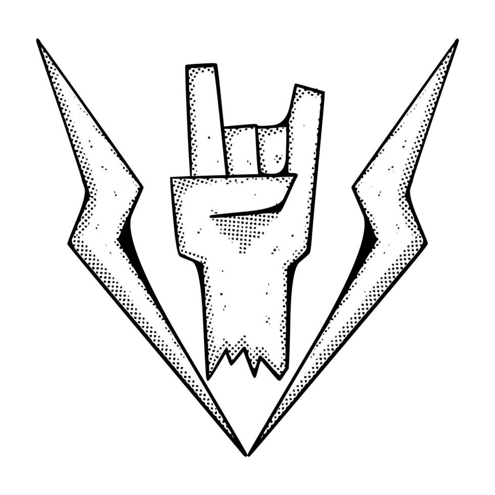 Hand symbol doodle black and white illustration hand drawn vector