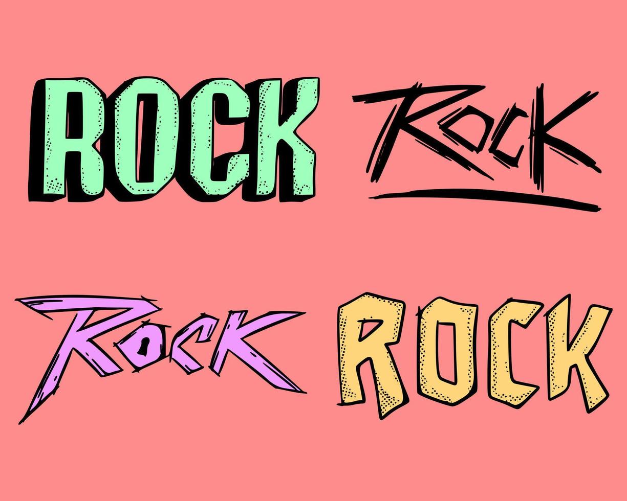 Rock typography illustration colorful set free vector
