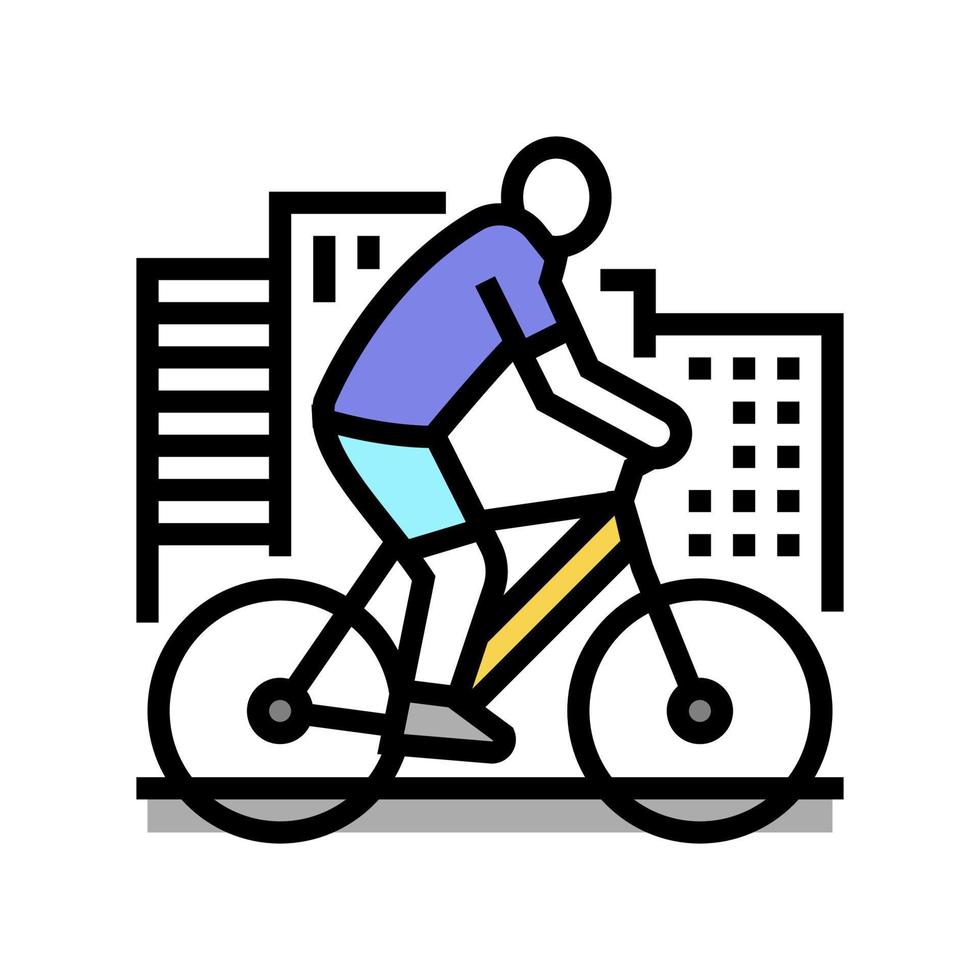 urban riding bicycle color icon vector illustration