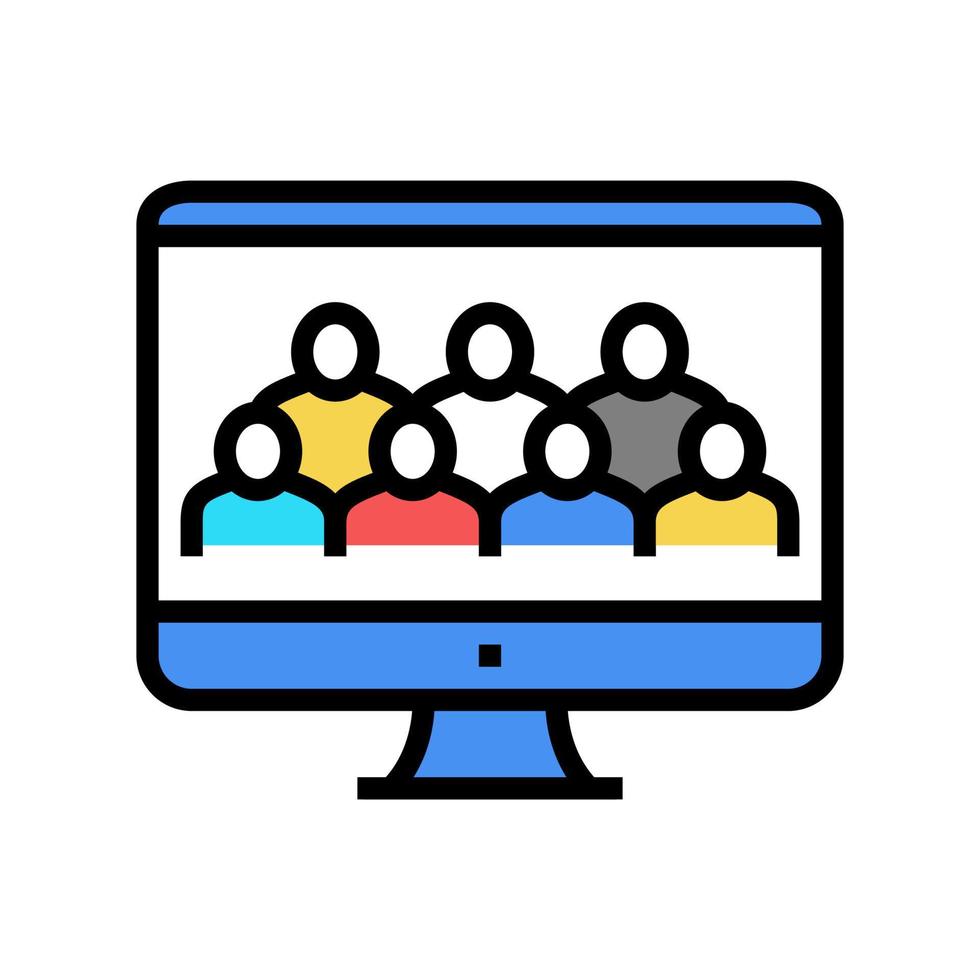 video conference color icon vector flat illustration