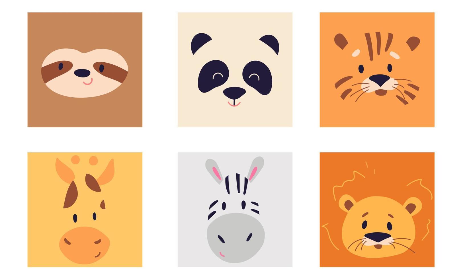 Portrait collection of cute wild baby animals design illustration vector