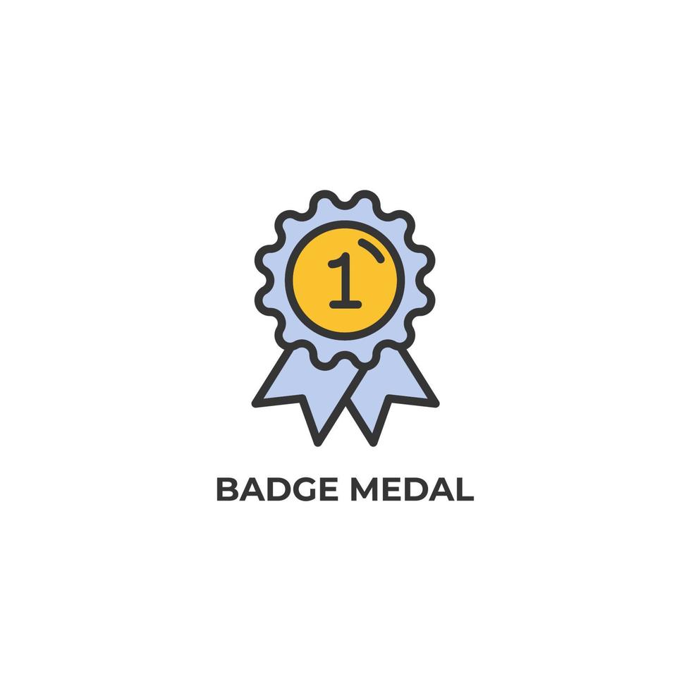 Vector sign of badge medal symbol is isolated on a white background. icon color editable.