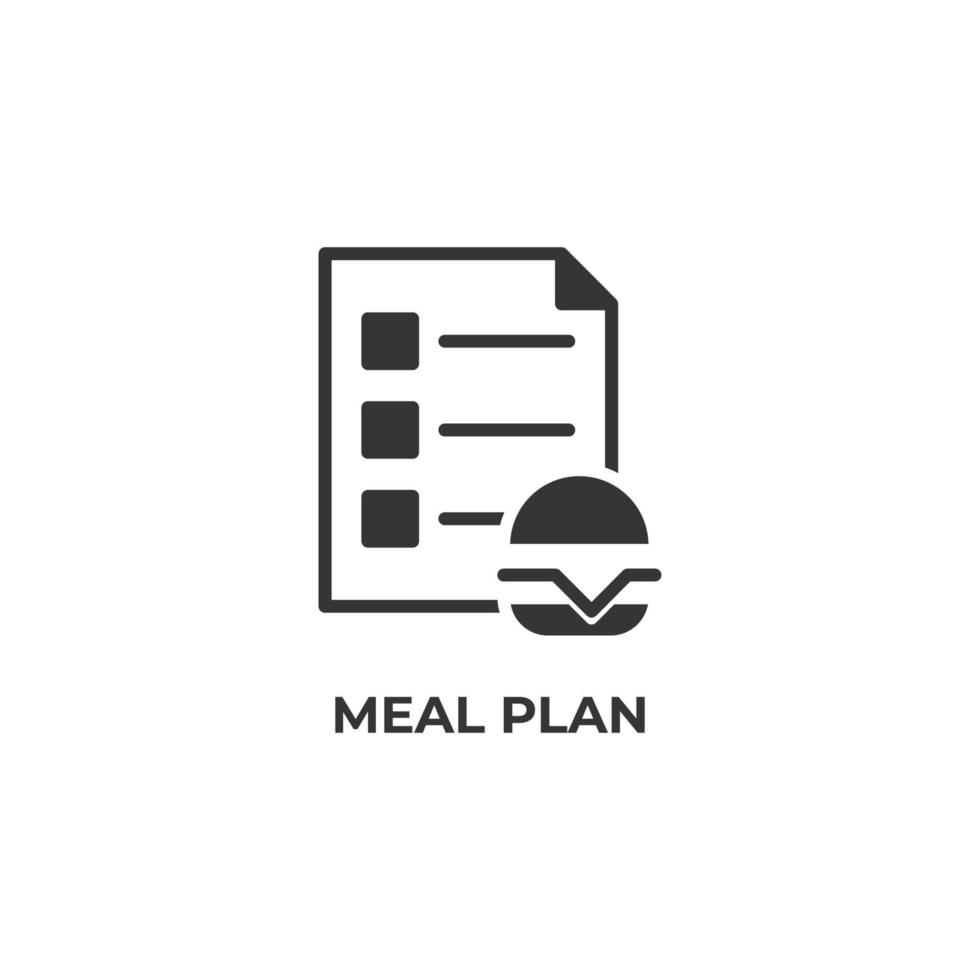 Vector sign of meal plan symbol is isolated on a white background. icon color editable.