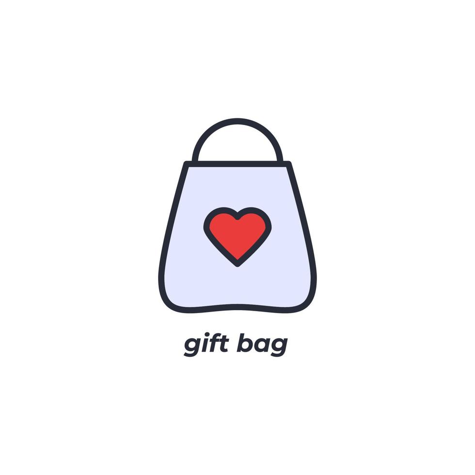 el signo vectorial del símbolo de la bolsa de regalo está aislado en un fondo blanco. color de icono editable. vector