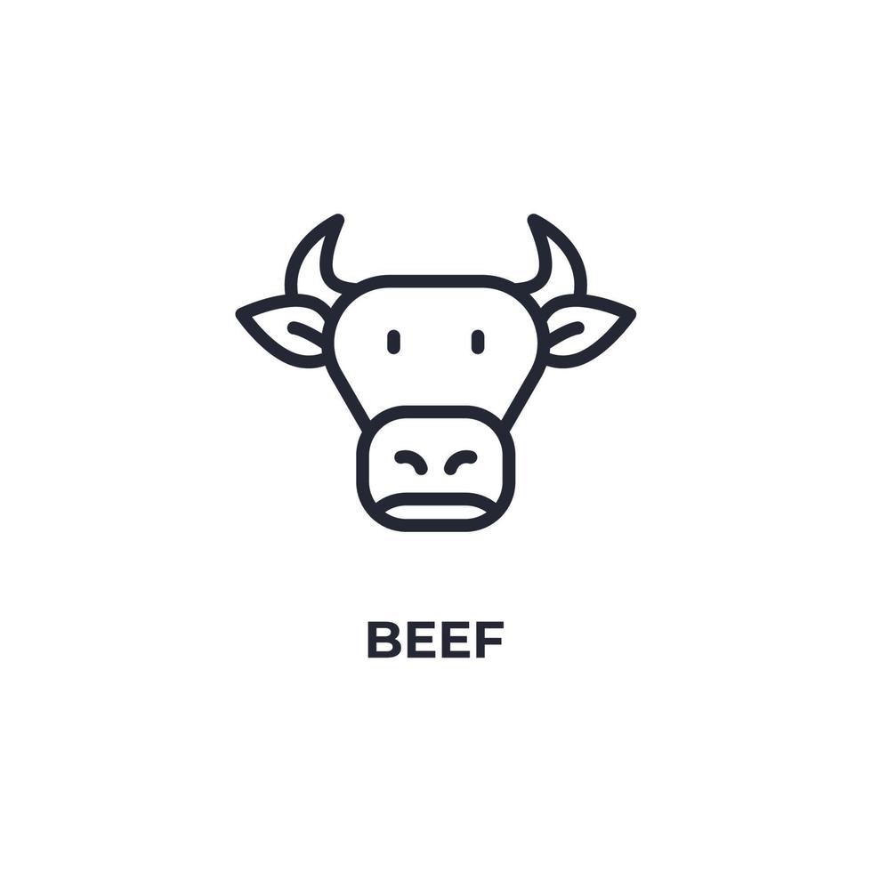 Vector sign of beef symbol is isolated on a white background. icon color editable.