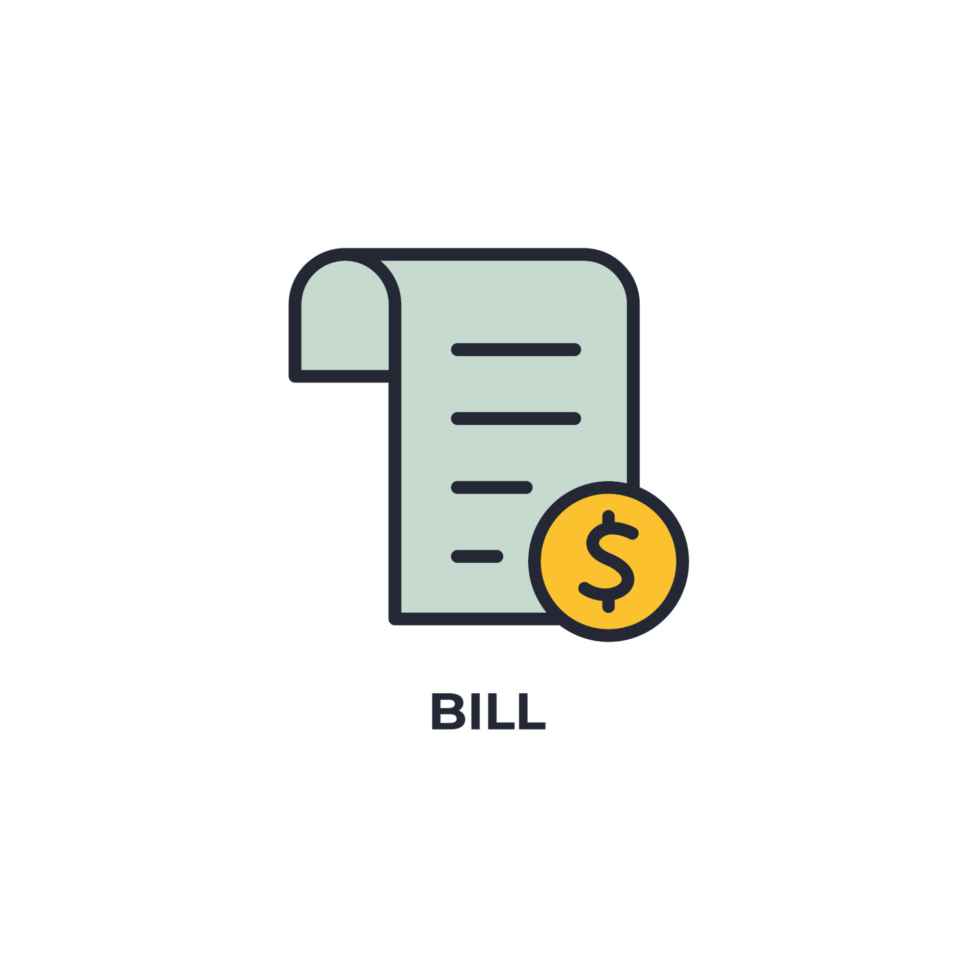 bill vector icon. Colorful flat design vector illustration. Vector