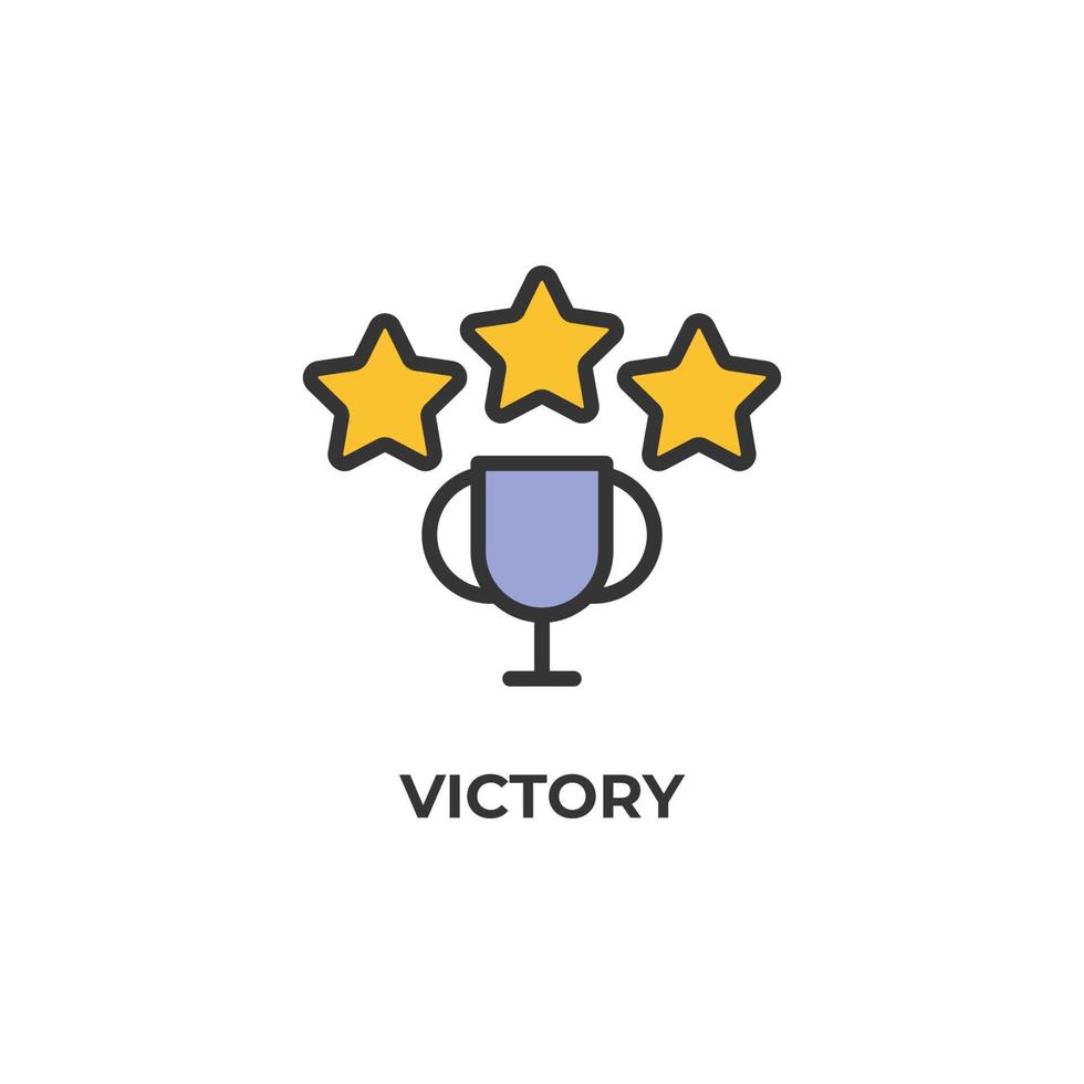 el signo vectorial del símbolo de la victoria está aislado en un fondo blanco. color de icono editable. vector