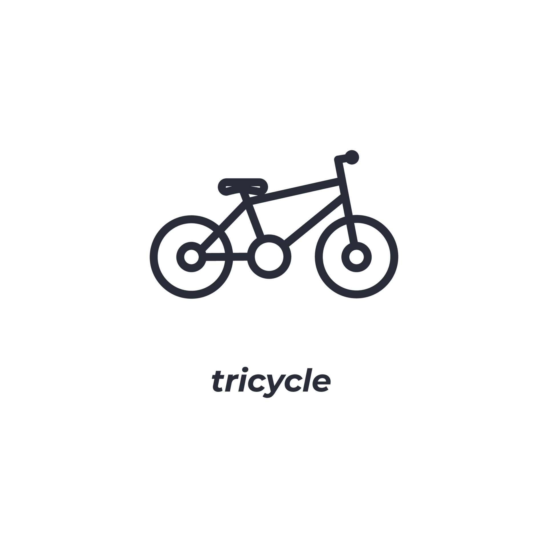 Vector sign of tricycle symbol is isolated on a white background. icon