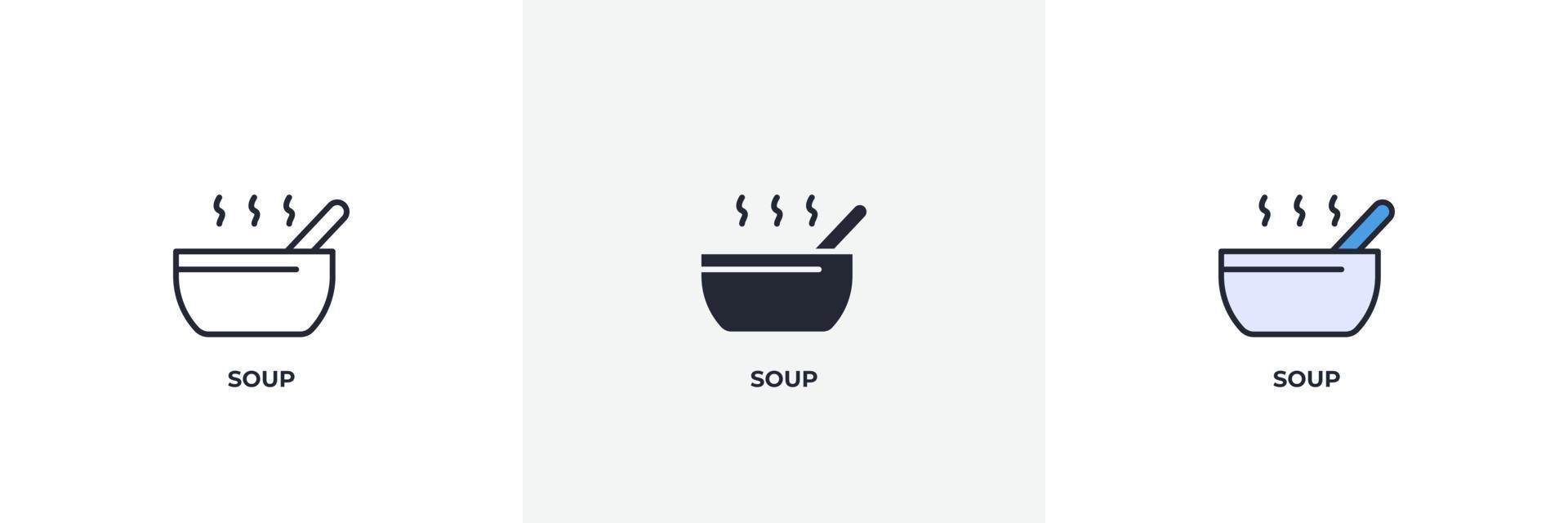 soup icon. Line, solid and filled outline colorful version, outline and filled vector sign. Idea Symbol, logo illustration. Vector graphics